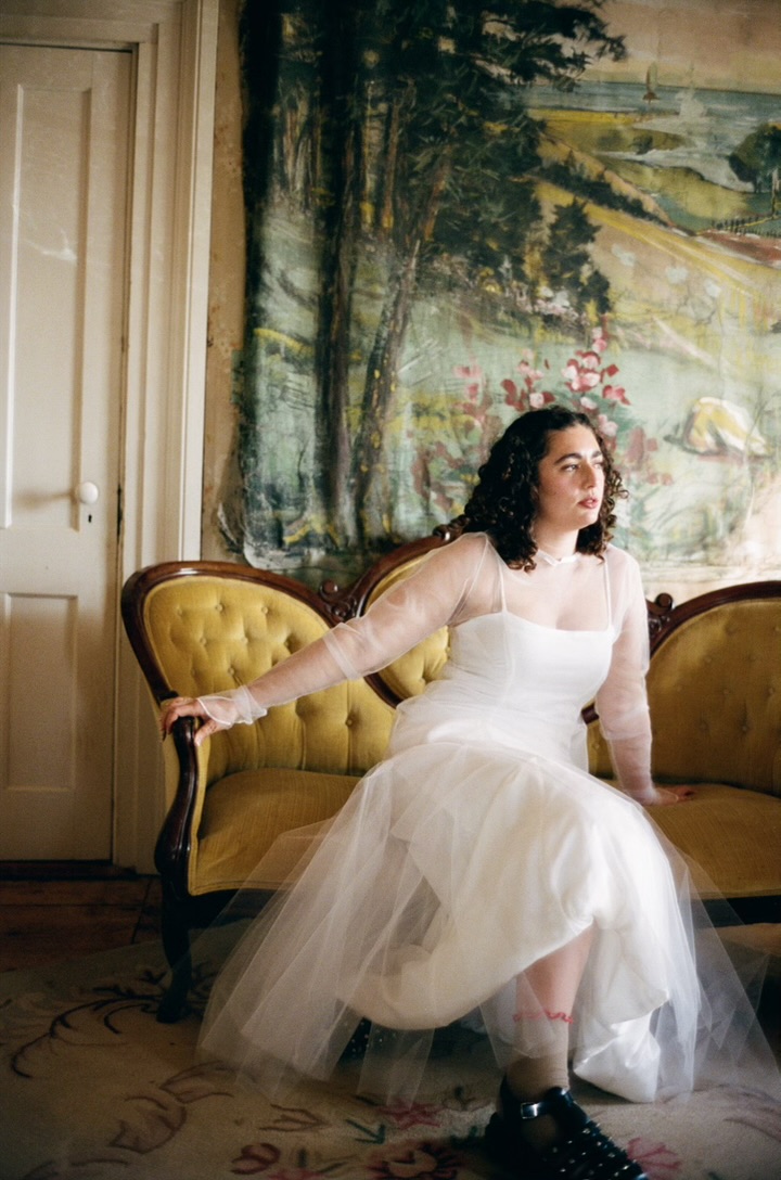 Bridal portrait in an antique-filled room