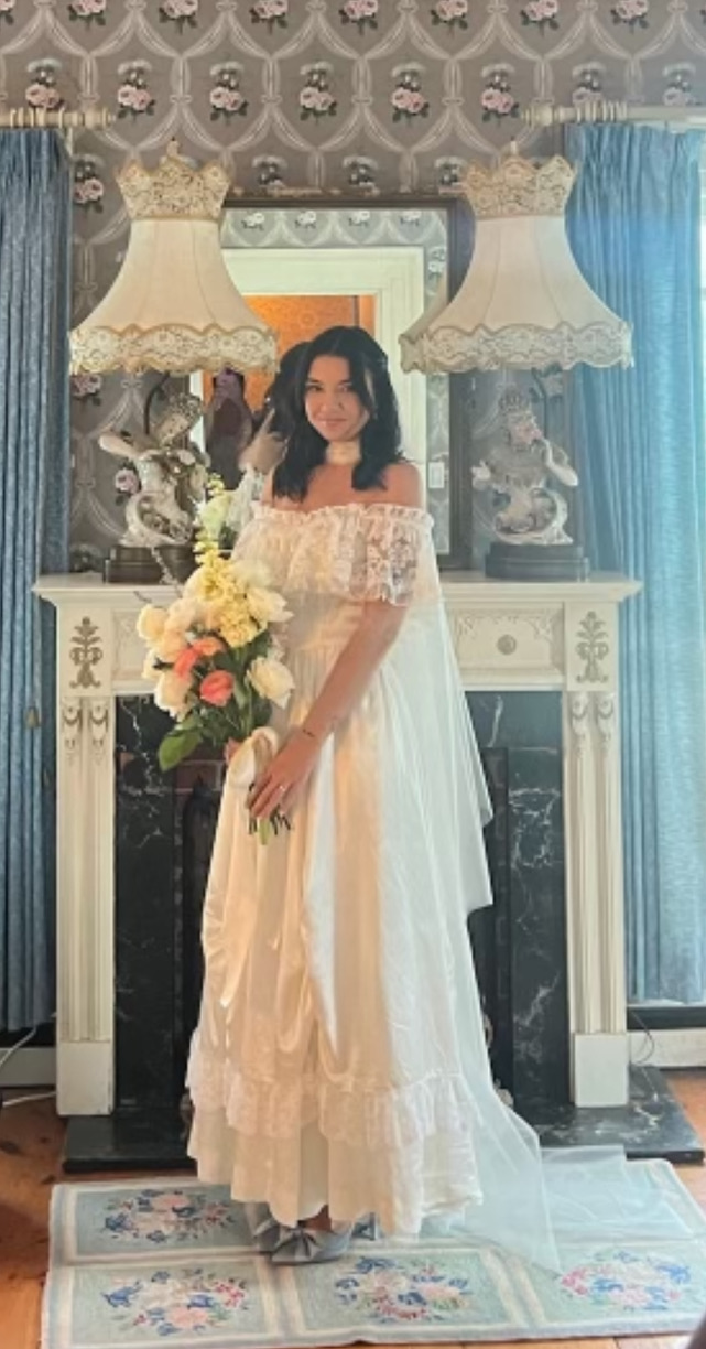 Bridal portrait in front of the antique fireplace