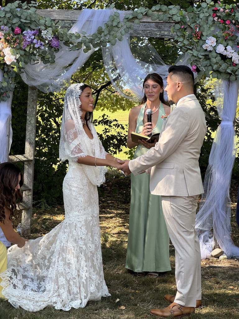 Vows beneath the garden arbour