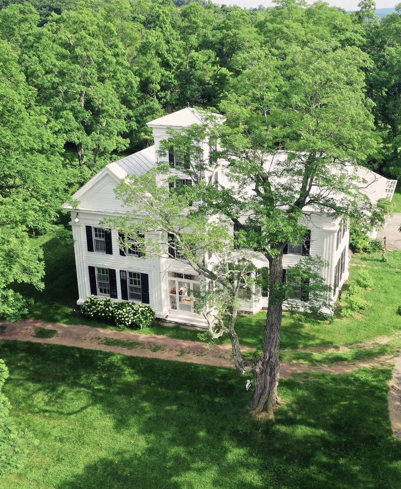 Aerial view of the front of the house