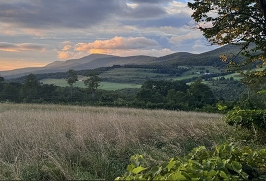 Rolling Catskill landscape beneath an evening sky