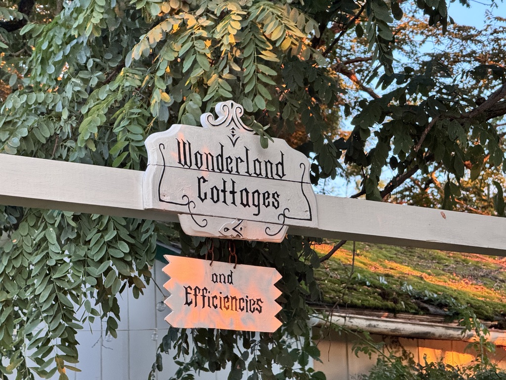 Garden sign and seasonal greenery
