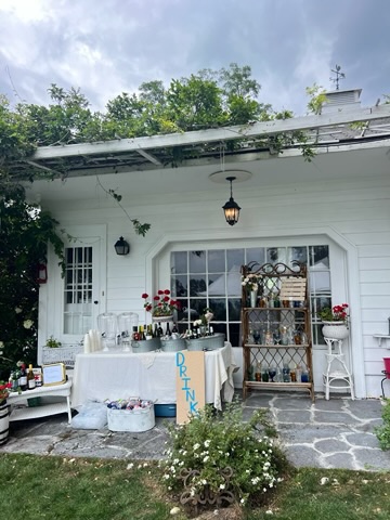 Reception refreshments arranged on the porch